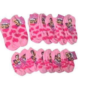 14 Pairs Disney Princess Pink Fuzzy Socks NWT